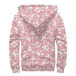 Valentine's Day Heart Pattern Print Sherpa Lined Zip Up Hoodie