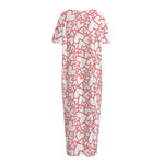 Valentine's Day Heart Pattern Print Short Sleeve Long Nightdress