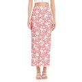 Valentine's Day Heart Pattern Print Side Slit Maxi Skirt