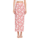 Valentine's Day Heart Pattern Print Side Slit Maxi Skirt
