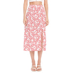 Valentine's Day Heart Pattern Print Side Slit Midi Skirt