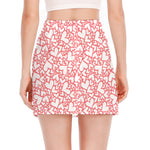 Valentine's Day Heart Pattern Print Side Slit Mini Skirt