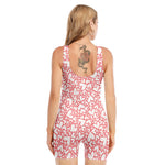 Valentine's Day Heart Pattern Print Sleeveless One Piece Swimsuit