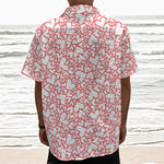 Valentine's Day Heart Pattern Print Textured Short Sleeve Shirt