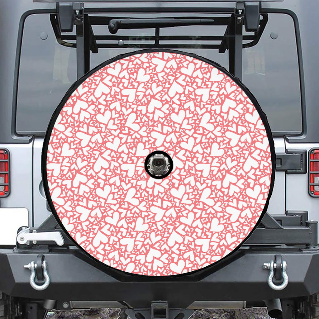 Valentine's Day Heart Pattern Print Tire Cover With Camera Hole