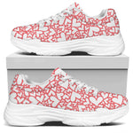 Valentine's Day Heart Pattern Print White Chunky Shoes