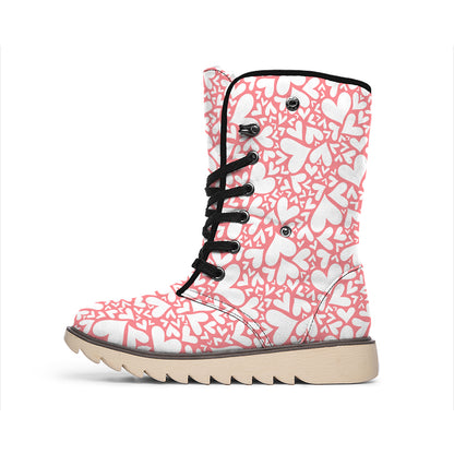 Valentine's Day Heart Pattern Print Winter Boots