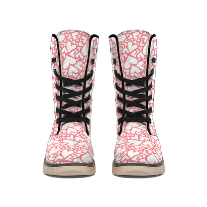 Valentine's Day Heart Pattern Print Winter Boots