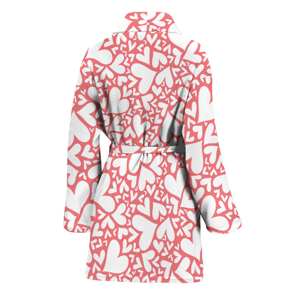 Valentine's Day Heart Pattern Print Women's Bathrobe