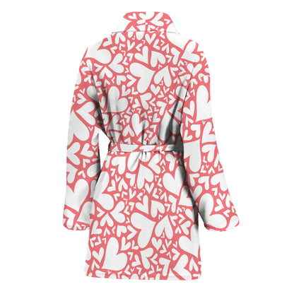 Valentine's Day Heart Pattern Print Women's Bathrobe
