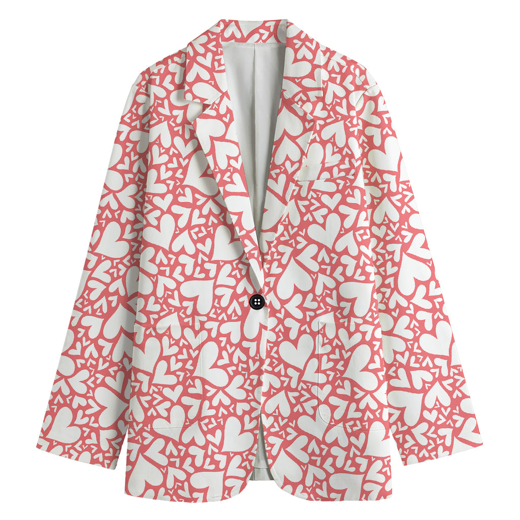 Valentine's Day Heart Pattern Print Women's Blazer