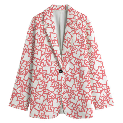 Valentine's Day Heart Pattern Print Women's Blazer