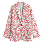 Valentine's Day Heart Pattern Print Women's Cotton Blazer