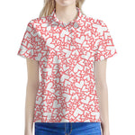 Valentine's Day Heart Pattern Print Women's Polo Shirt