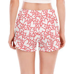 Valentine's Day Heart Pattern Print Women's Split Running Shorts