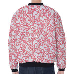 Valentine's Day Heart Pattern Print Zip Sleeve Bomber Jacket