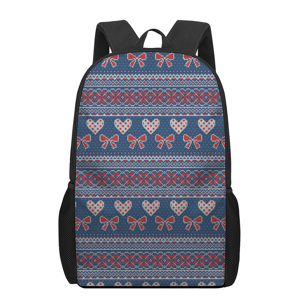 Valentine's Day Knitted Pattern Print 17 Inch Backpack