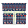 Valentine's Day Knitted Pattern Print 3 Piece Kitchen Curtains