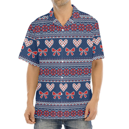 Valentine's Day Knitted Pattern Print Aloha Shirt