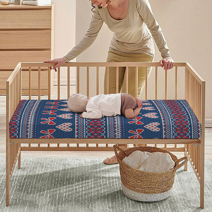 Valentine's Day Knitted Pattern Print Baby Crib Sheet