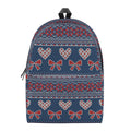 Valentine's Day Knitted Pattern Print School Backpack