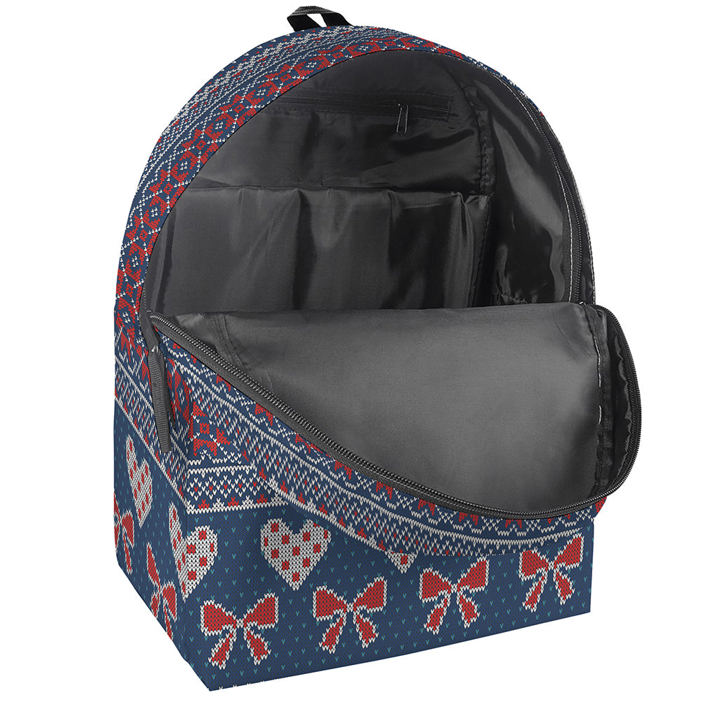 Valentine's Day Knitted Pattern Print Backpack