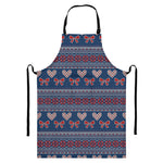 Valentine's Day Knitted Pattern Print Bib Apron With Pocket