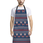 Valentine's Day Knitted Pattern Print Bib Apron With Pocket