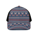 Valentine's Day Knitted Pattern Print Black Mesh Trucker Hat