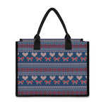 Valentine's Day Knitted Pattern Print Canvas Tote Bag