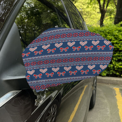 Valentine's Day Knitted Pattern Print Car Side Mirror Covers