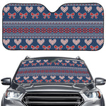Valentine's Day Knitted Pattern Print Car Windshield Sun Shade