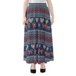 Valentine's Day Knitted Pattern Print Chiffon Maxi Skirt