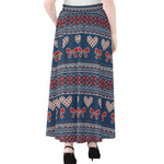 Valentine's Day Knitted Pattern Print Chiffon Maxi Skirt