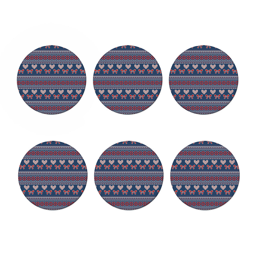 Valentine's Day Knitted Pattern Print Coaster Set