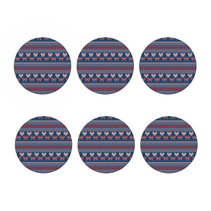 Valentine's Day Knitted Pattern Print Coaster Set