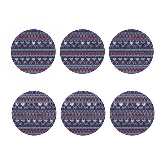 Valentine's Day Knitted Pattern Print Coaster Set