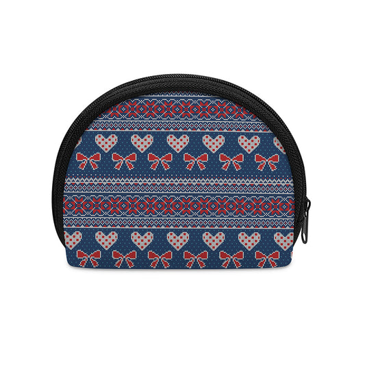 Valentine's Day Knitted Pattern Print Coin Purse