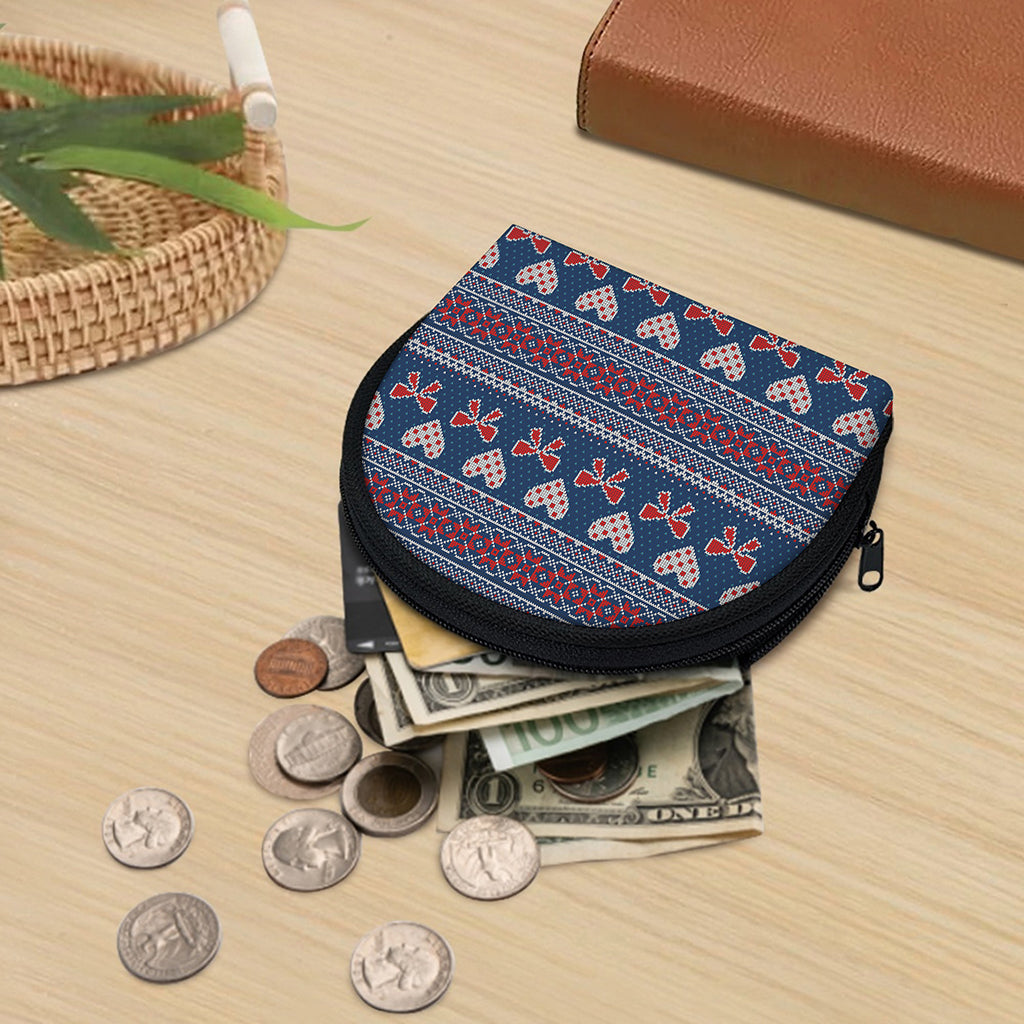 Valentine's Day Knitted Pattern Print Coin Purse