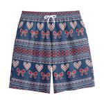 Valentine's Day Knitted Pattern Print Cotton Shorts
