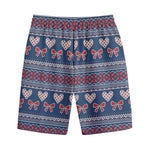 Valentine's Day Knitted Pattern Print Cotton Shorts
