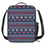 Valentine's Day Knitted Pattern Print Crossbody Lunch Bag