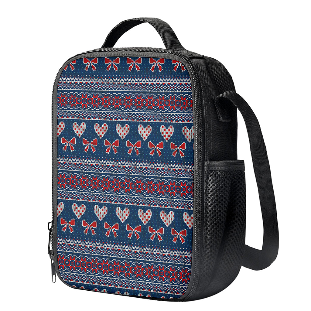 Valentine's Day Knitted Pattern Print Crossbody Lunch Bag