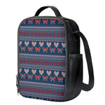 Valentine's Day Knitted Pattern Print Crossbody Lunch Bag