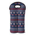 Valentine's Day Knitted Pattern Print Double Neoprene Wine Tote