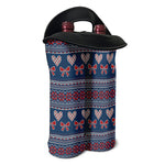 Valentine's Day Knitted Pattern Print Double Neoprene Wine Tote