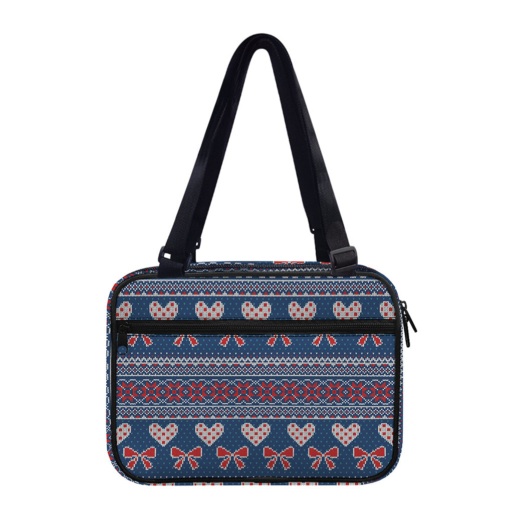 Valentine's Day Knitted Pattern Print Double Strap Bible Bag