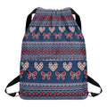 Valentine's Day Knitted Pattern Print Drawstring Backpack