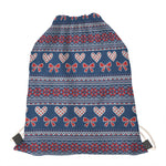 Valentine's Day Knitted Pattern Print Drawstring Bag