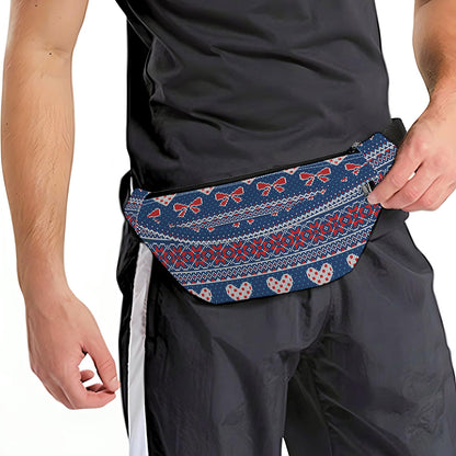 Valentine's Day Knitted Pattern Print Fanny Pack